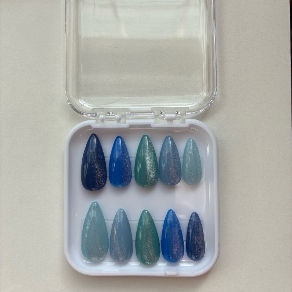 Arctic Frost Press-On Nails- Hand Painted